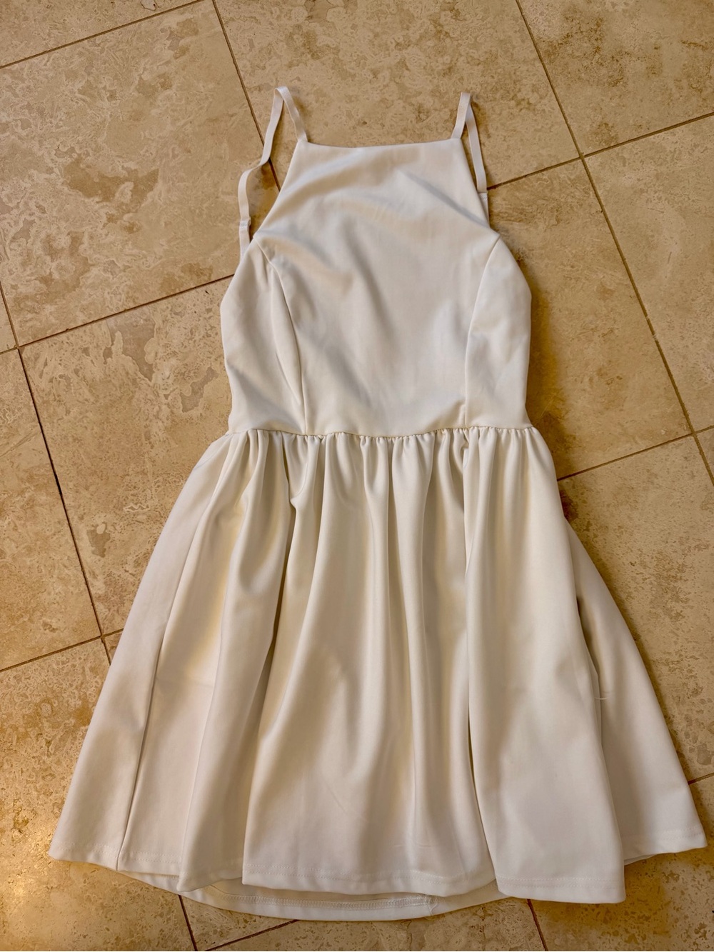 White Spaghetti-Strap A-Line Dress